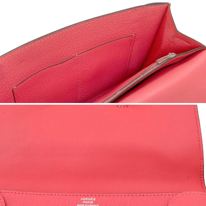 Hermes Portfolio Wallet Bifold Chevre Pink Silver — view 9
