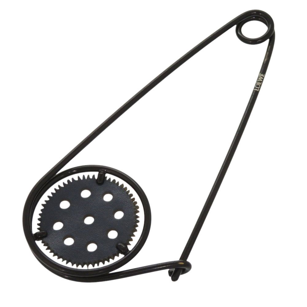 Loewe Mechano Pin Metal Leather Black Brooch