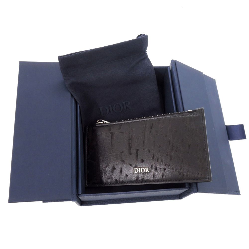 Dior Oblique Galaxy Leather Black Coin Case — view 2