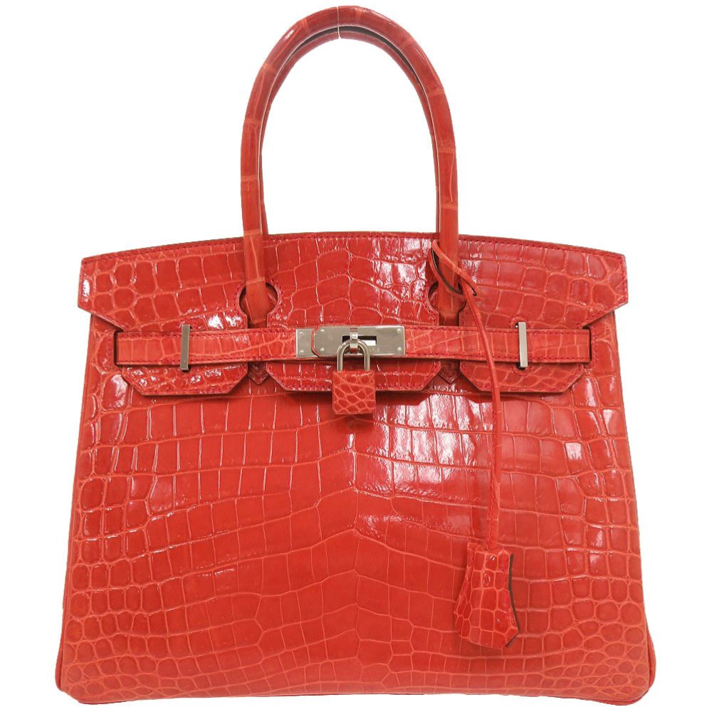 Hermes Birkin 30 Niloticus Geranium Silver Handbag