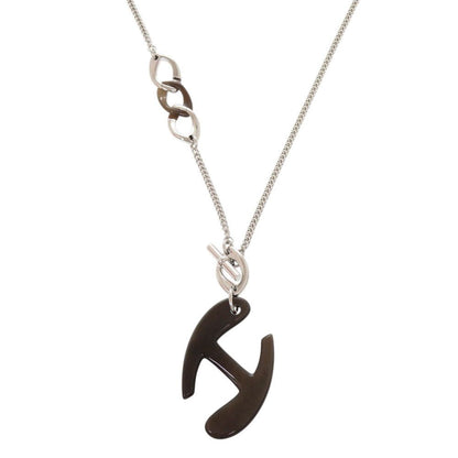 Hermes Chaine de Metal Buffalo Horn Silver Brown Pendant