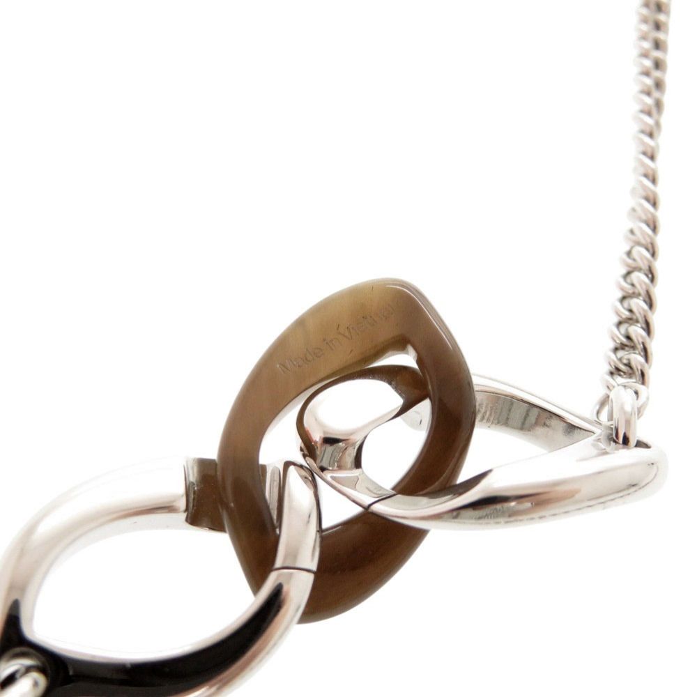 Hermes Chaine de Metal Buffalo Horn Silver Brown Pendant — view 7