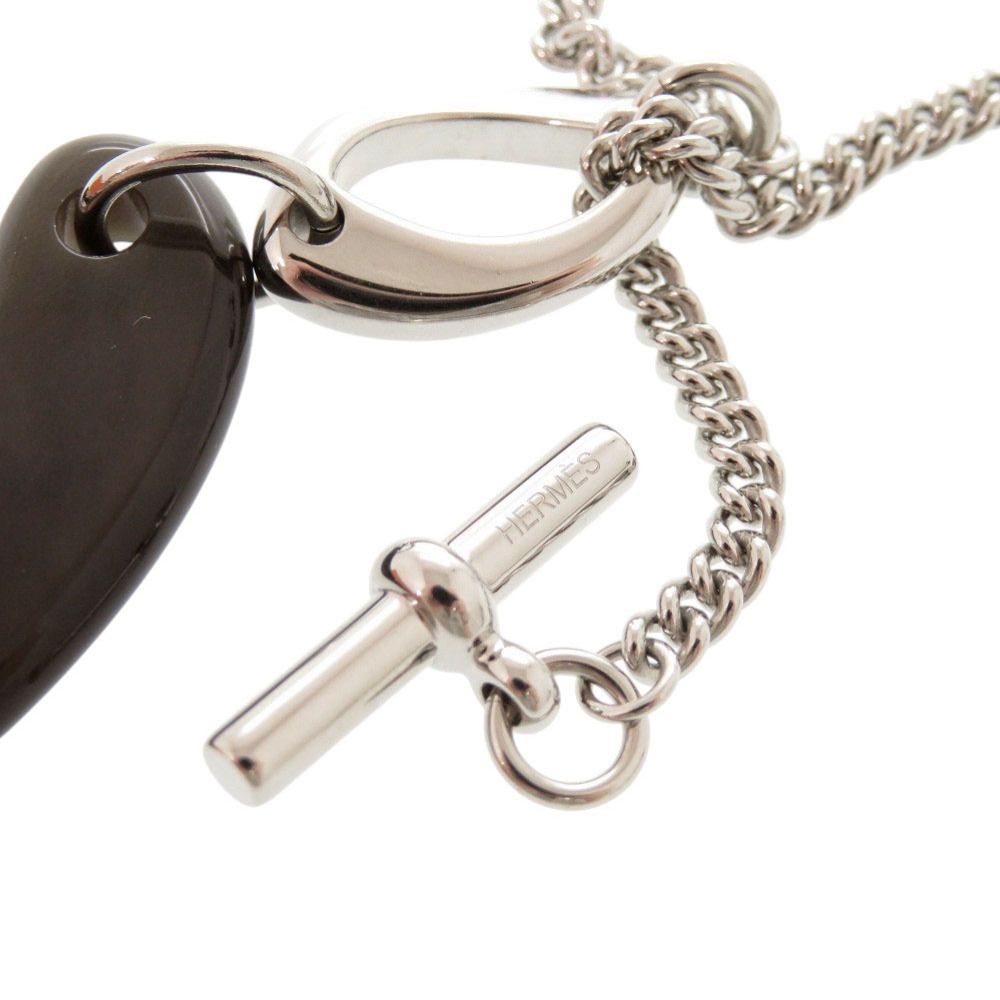 Hermes Chaine de Metal Buffalo Horn Silver Brown Pendant — view 5