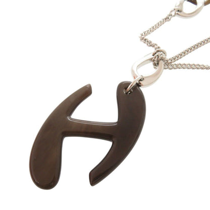 Hermes Chaine de Metal Buffalo Horn Silver Brown Pendant — view 8