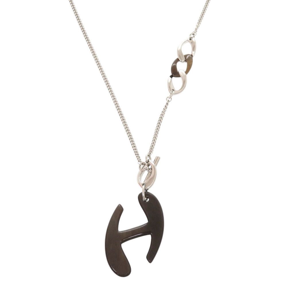 Hermes Chaine de Metal Buffalo Horn Silver Brown Pendant — view 3