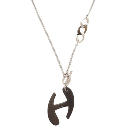 Hermes Chaine de Metal Buffalo Horn Silver Brown Pendant — view 3