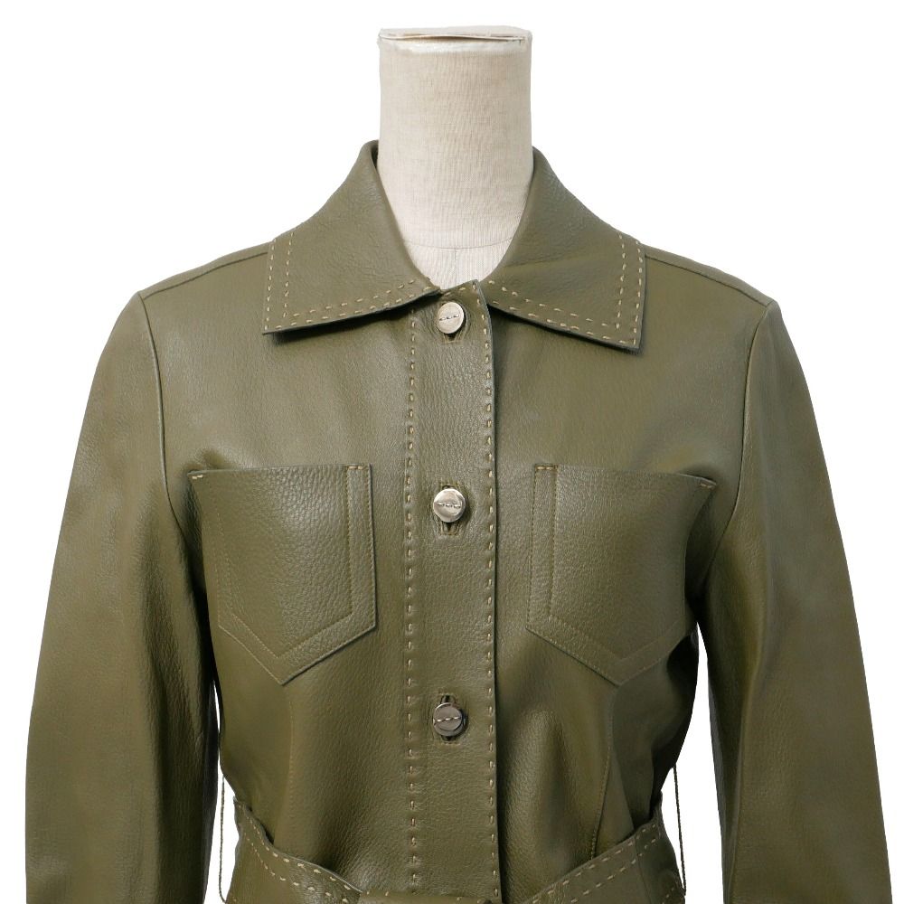 Fendi Selleria Resort Collection Jacket 40 Deerskin Belted Leather — view 2
