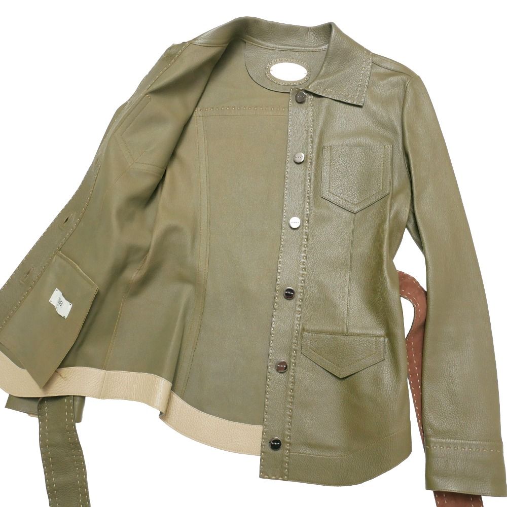 Fendi Selleria Resort Collection Jacket 40 Deerskin Belted Leather — view 5