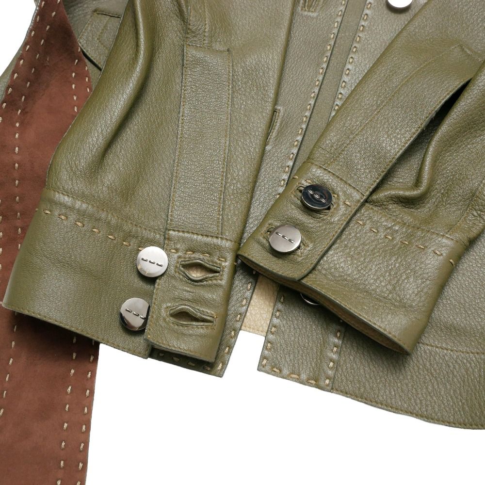 Fendi Selleria Resort Collection Jacket 40 Deerskin Belted Leather — view 4