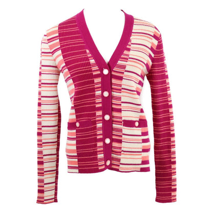 Chanel Border Cashmere Blend Knit Cardigan 34