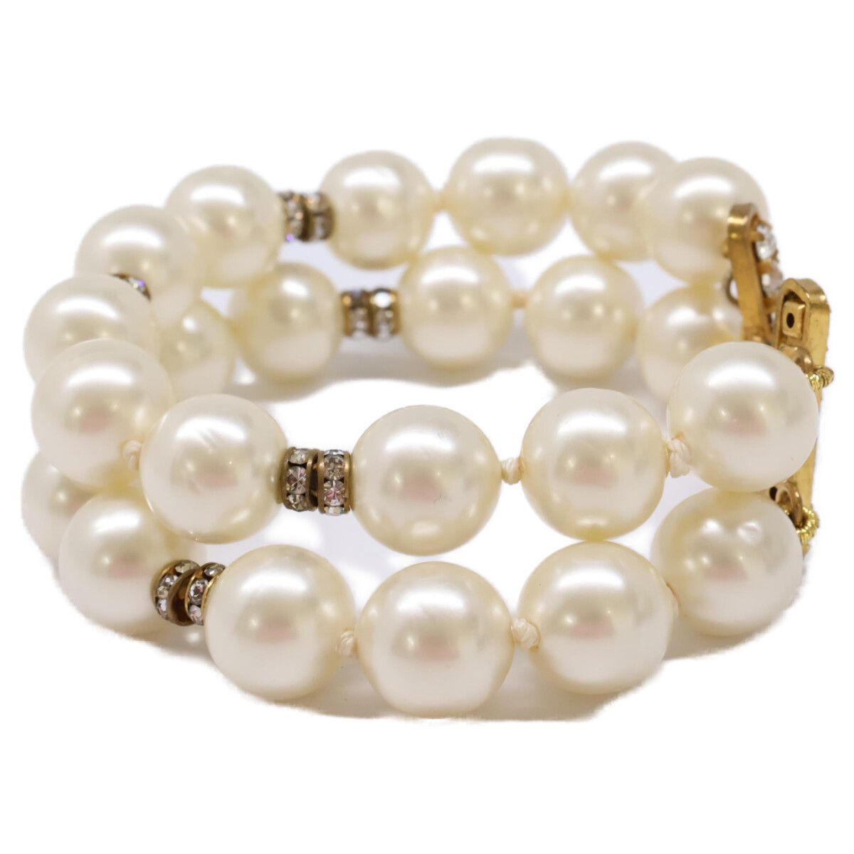 Chanel Double Strand Imitation Pearl Bracelet — view 5