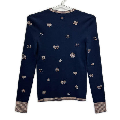 Chanel CC Logo Multi Embroidery Pullover Knit 34 Sweater — view 2