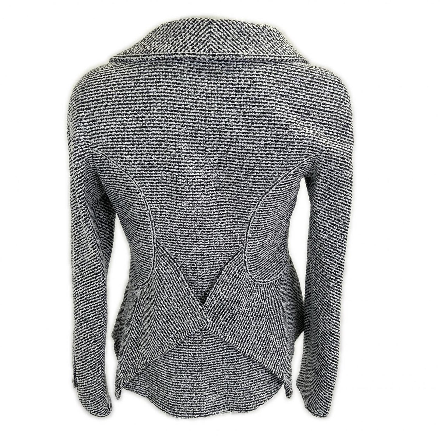 Chanel CC Logo Clear Button Silver Lamette Tweed Short 34 Jacket — view 3