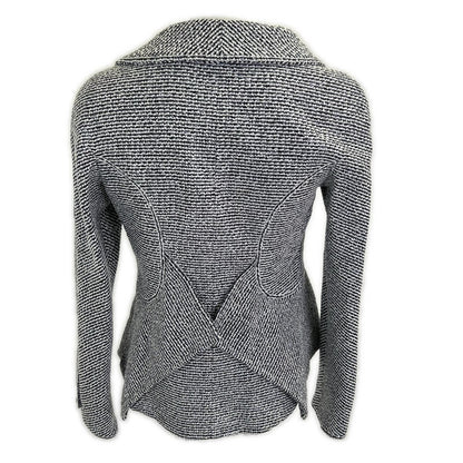 Chanel CC Logo Clear Button Silver Lamette Tweed Short 34 Jacket — view 3