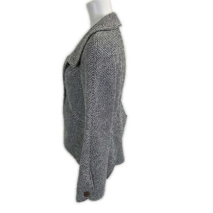 Chanel CC Logo Clear Button Silver Lamette Tweed Short 34 Jacket — view 2