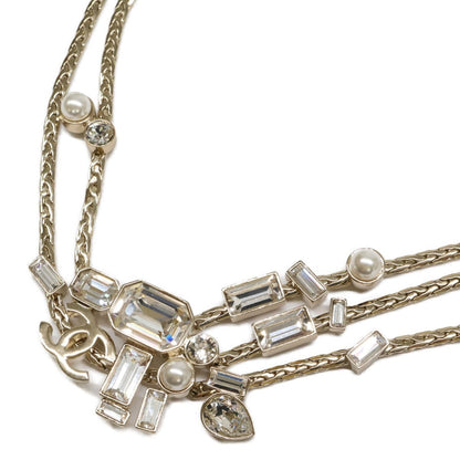 Chanel CC Logo Biju-&pearl Ribbon Choker Necklace