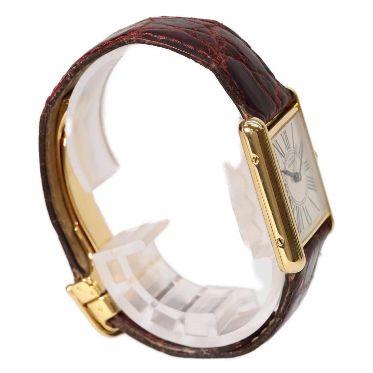 Cartier 925 Must Tank LM Opalan Vermeil Silver Dial Leather Quartz — view 5