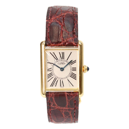 Cartier 925 Must Tank LM Opalan Vermeil Silver Dial Leather Quartz — view 2