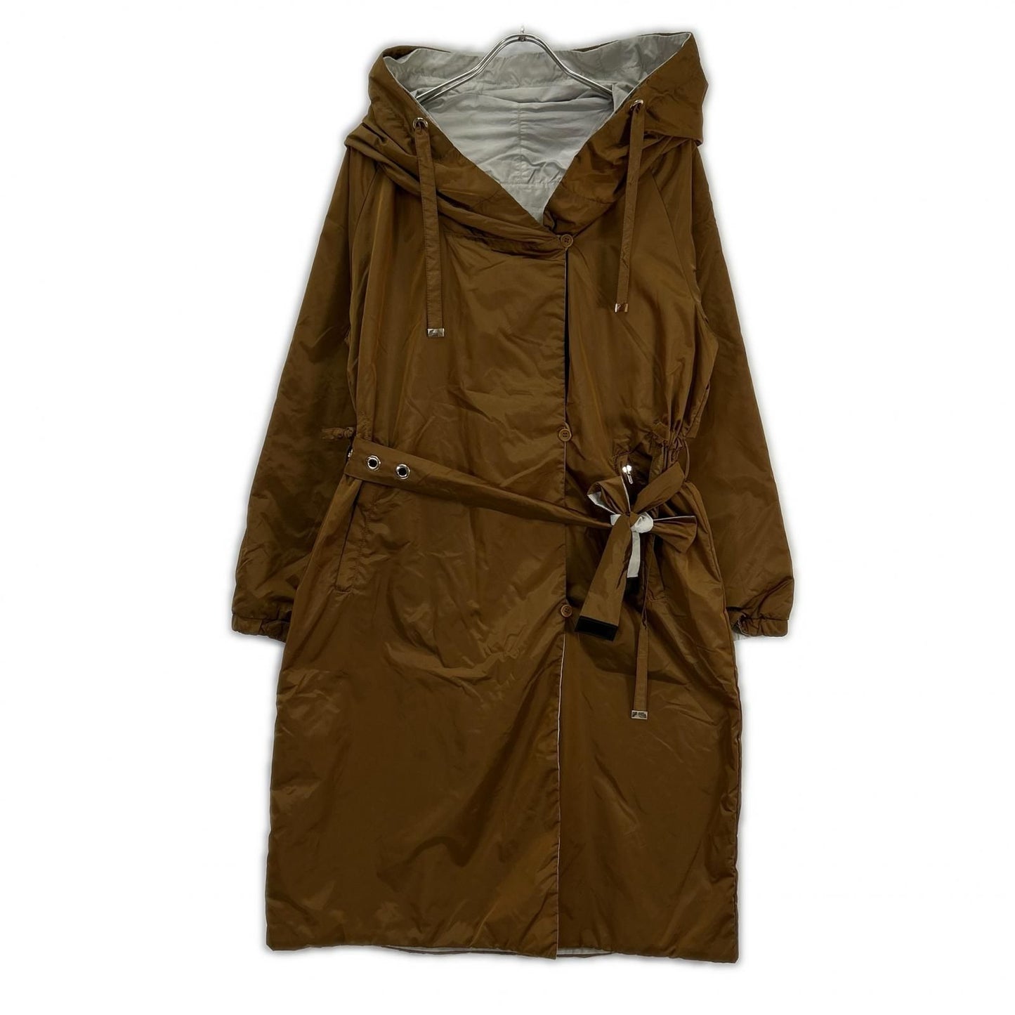 Max Mara Master de Gray Ju Reversible Nylon Hoodie Coat 40