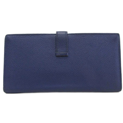 Hermes Bearn Souffle Verso by Color Logo Wallet Leather Blue — view 2