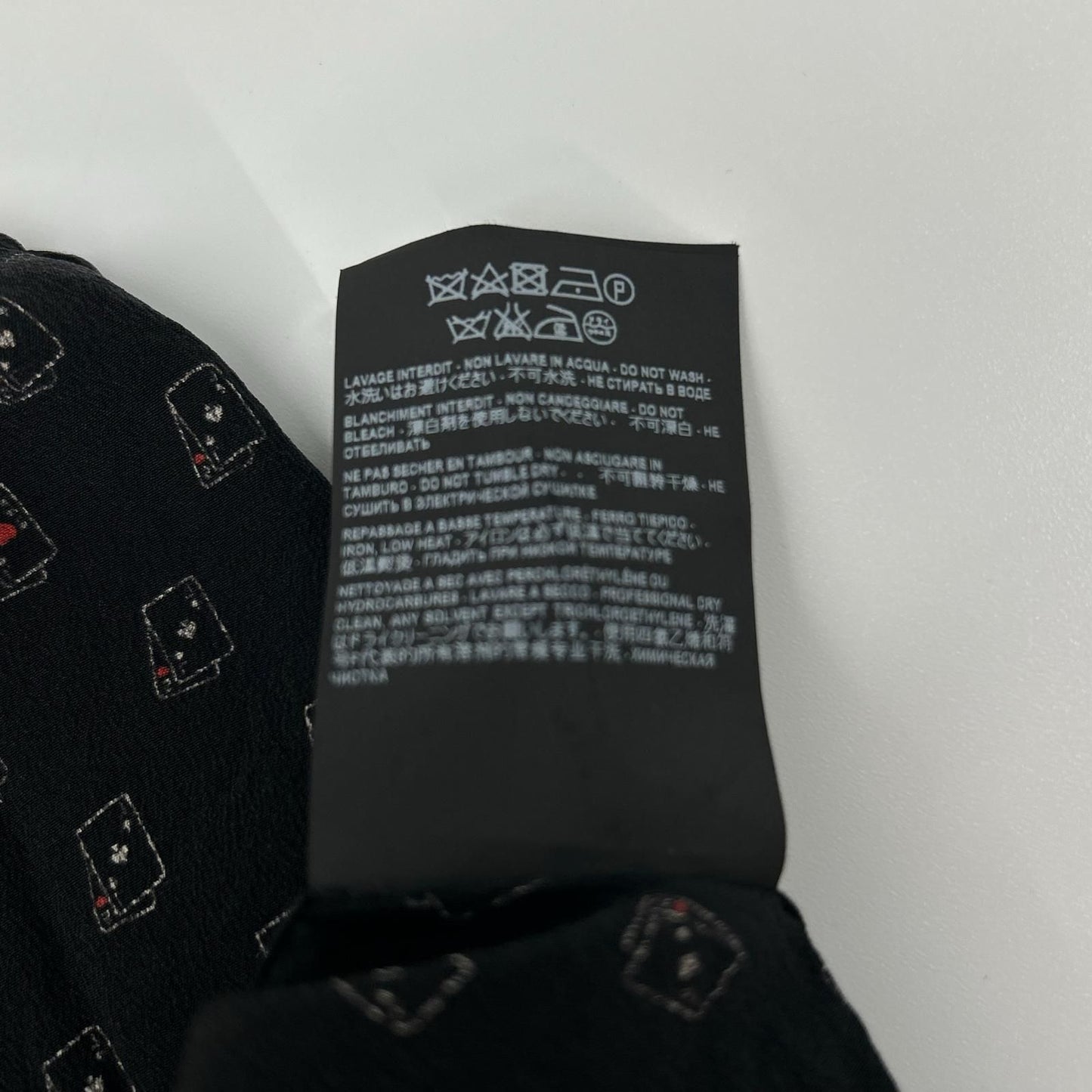 Saint Laurent Paris Black Silk Playing Cards Pattern Long Sleeve Shirt 36 — view 5