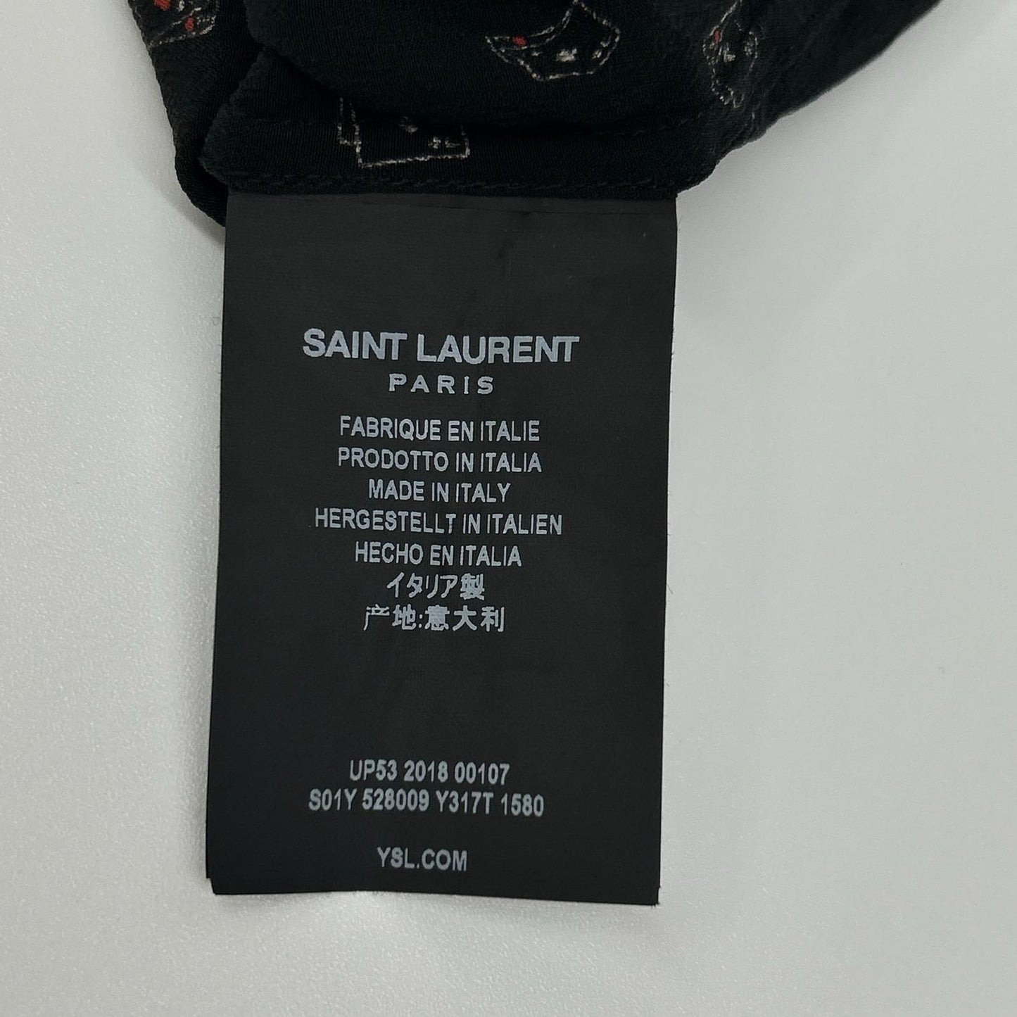 Saint Laurent Paris Black Silk Playing Cards Pattern Long Sleeve Shirt 36 — view 4
