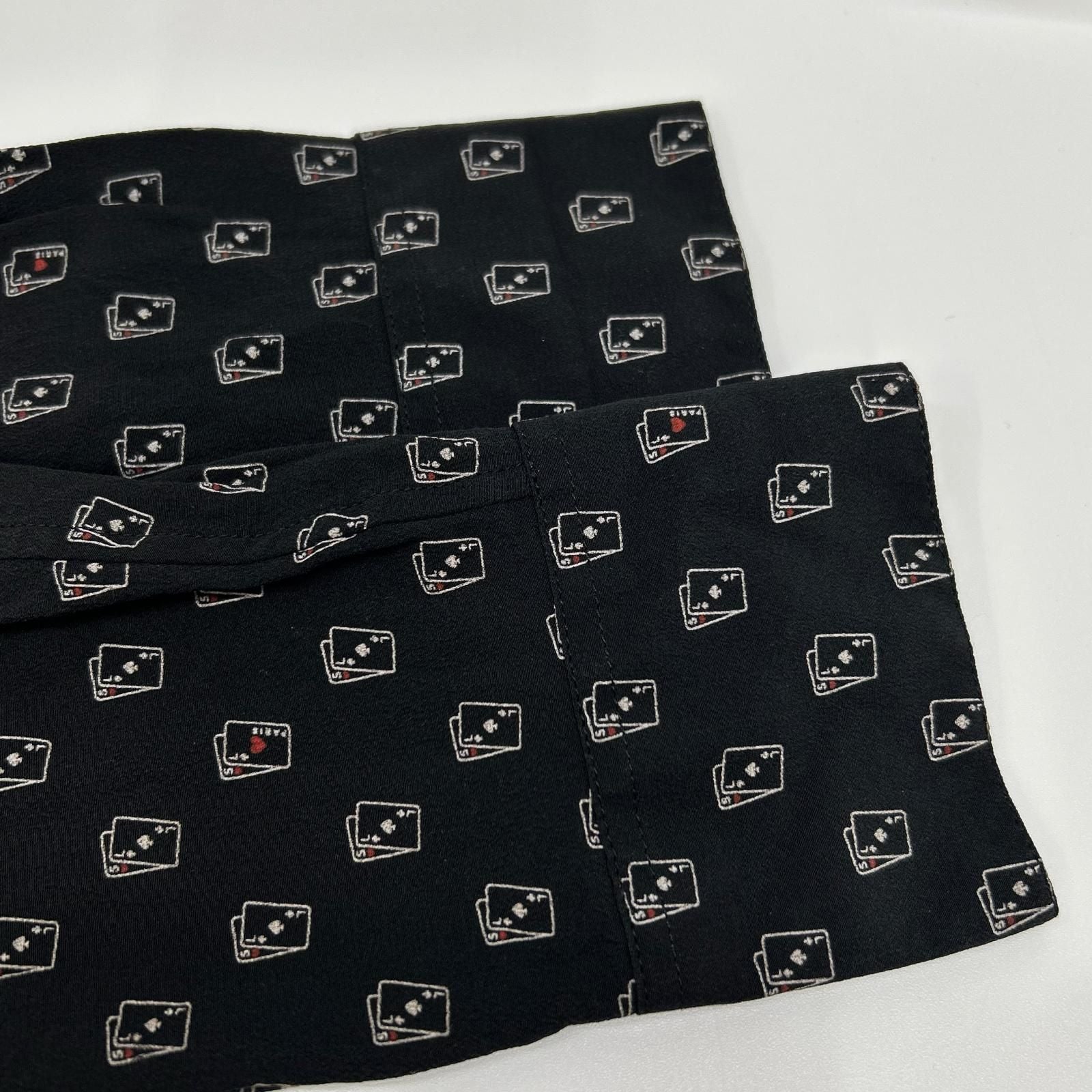 Saint Laurent Paris Black Silk Playing Cards Pattern Long Sleeve Shirt 36 — view 7