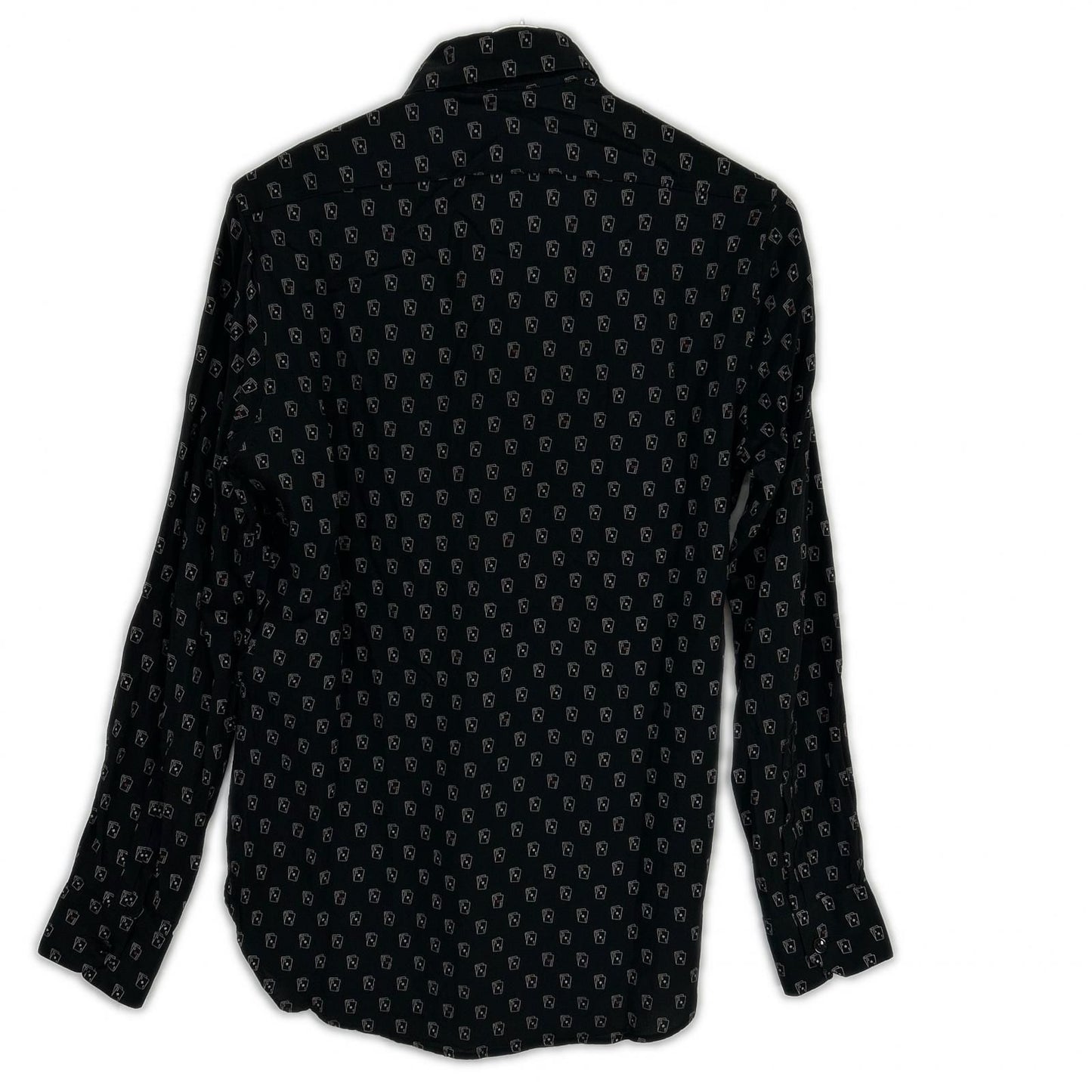 Saint Laurent Paris Black Silk Playing Cards Pattern Long Sleeve Shirt 36 — view 2