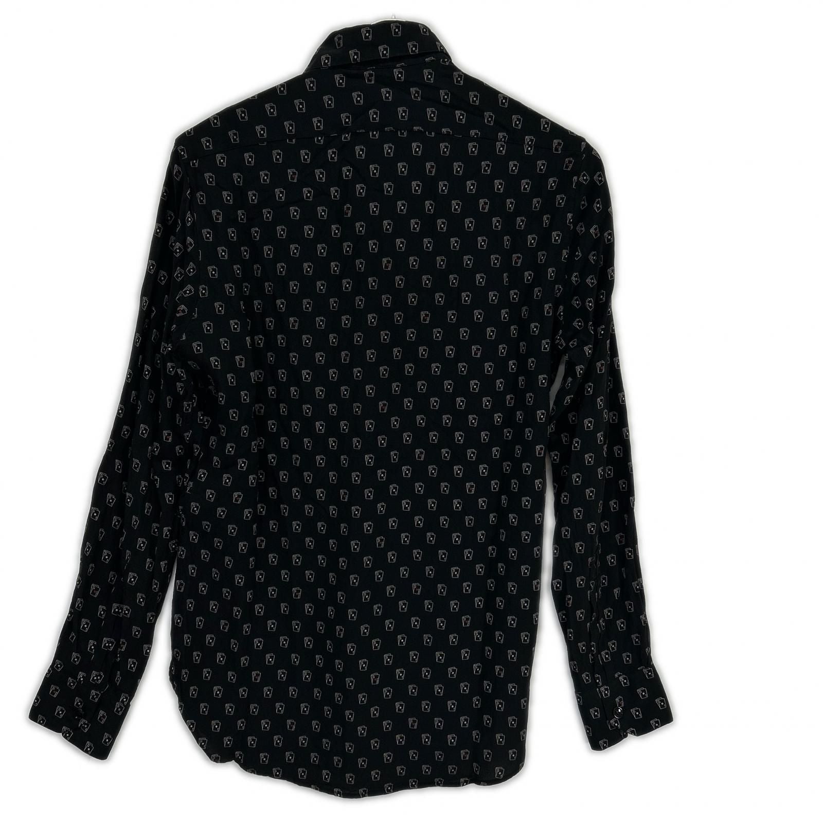 Saint Laurent Paris Black Silk Playing Cards Pattern Long Sleeve Shirt 36 — view 2