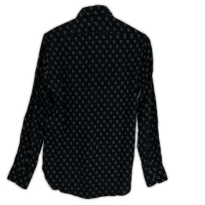 Saint Laurent Paris Black Silk Playing Cards Pattern Long Sleeve Shirt 36 — view 2