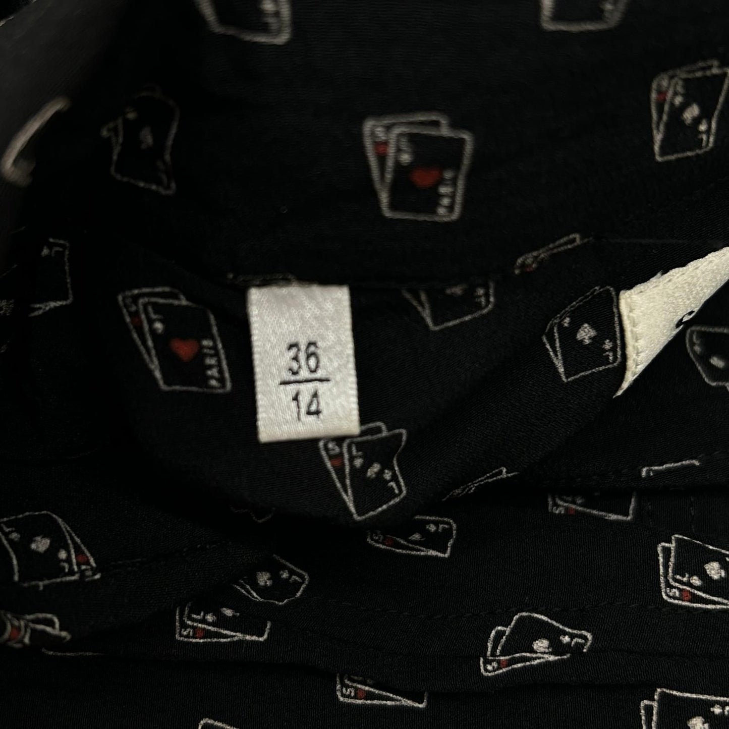 Saint Laurent Paris Black Silk Playing Cards Pattern Long Sleeve Shirt 36 — view 6
