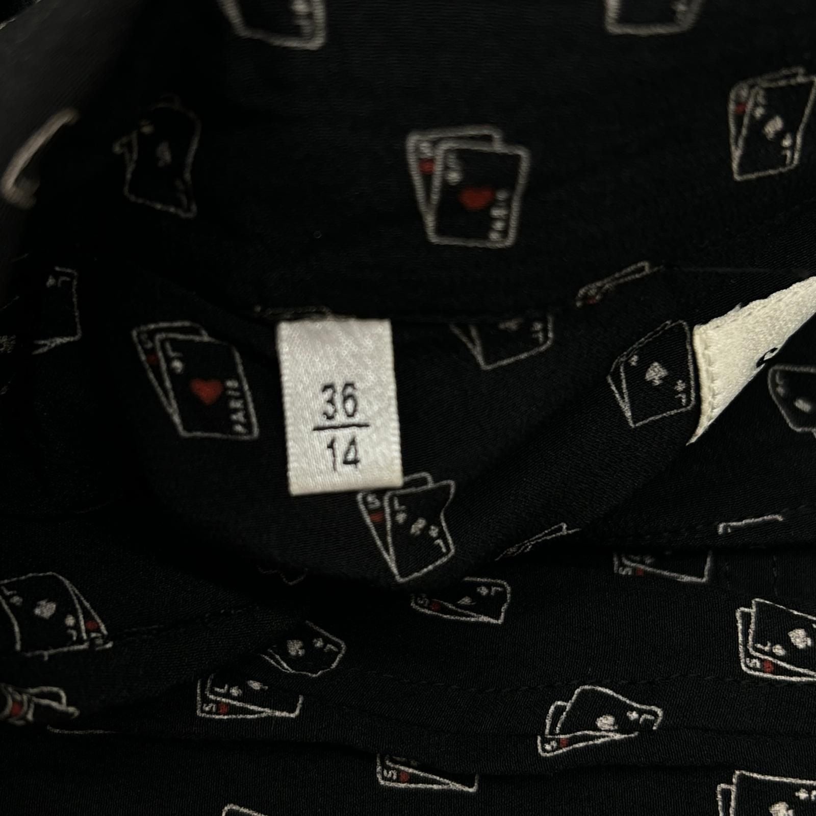 Saint Laurent Paris Black Silk Playing Cards Pattern Long Sleeve Shirt 36 — view 6