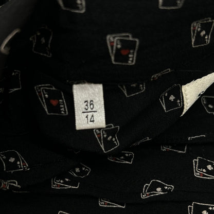 Saint Laurent Paris Black Silk Playing Cards Pattern Long Sleeve Shirt 36 — view 6