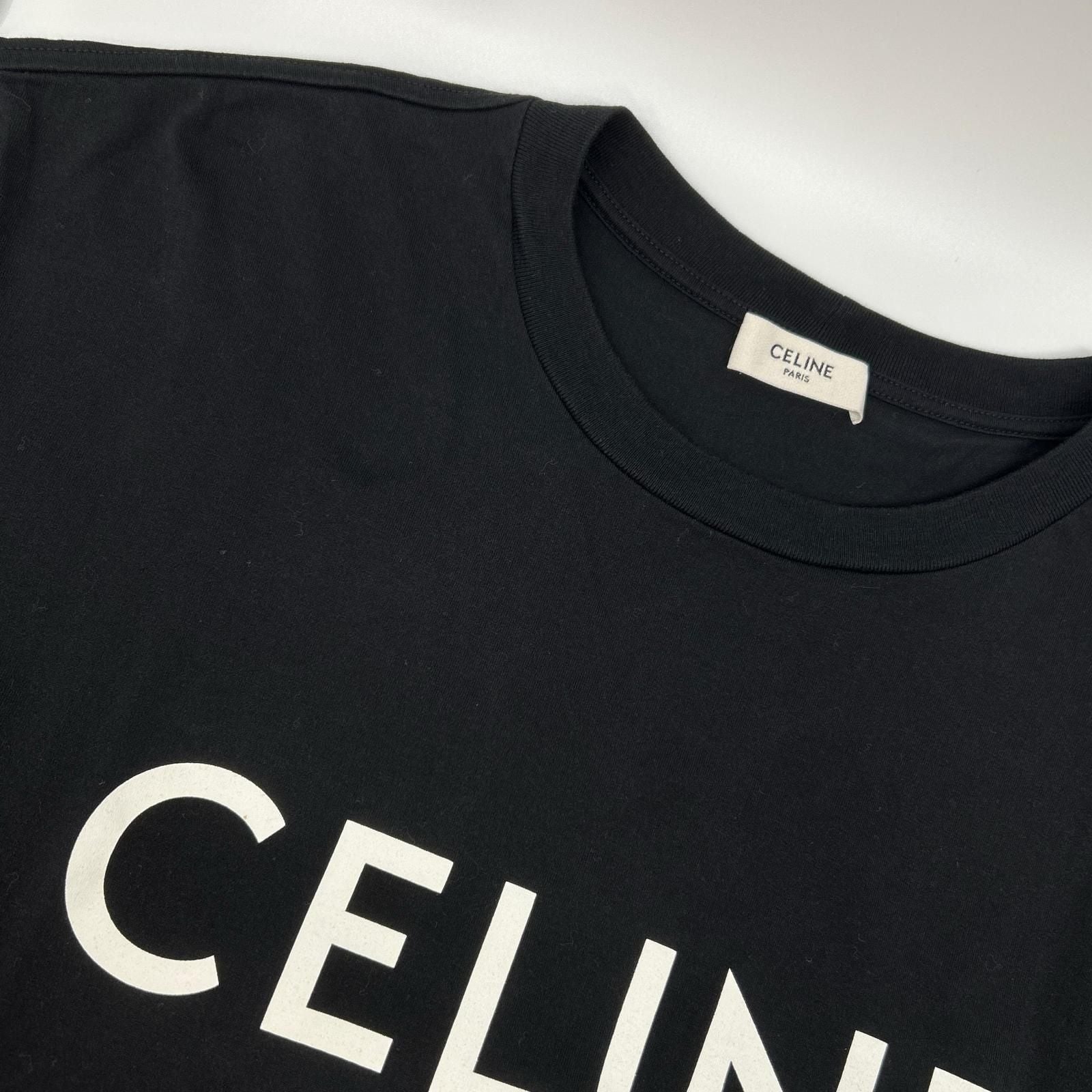 Celine Black Cotton Front Logo T-Shirt XS — view 5