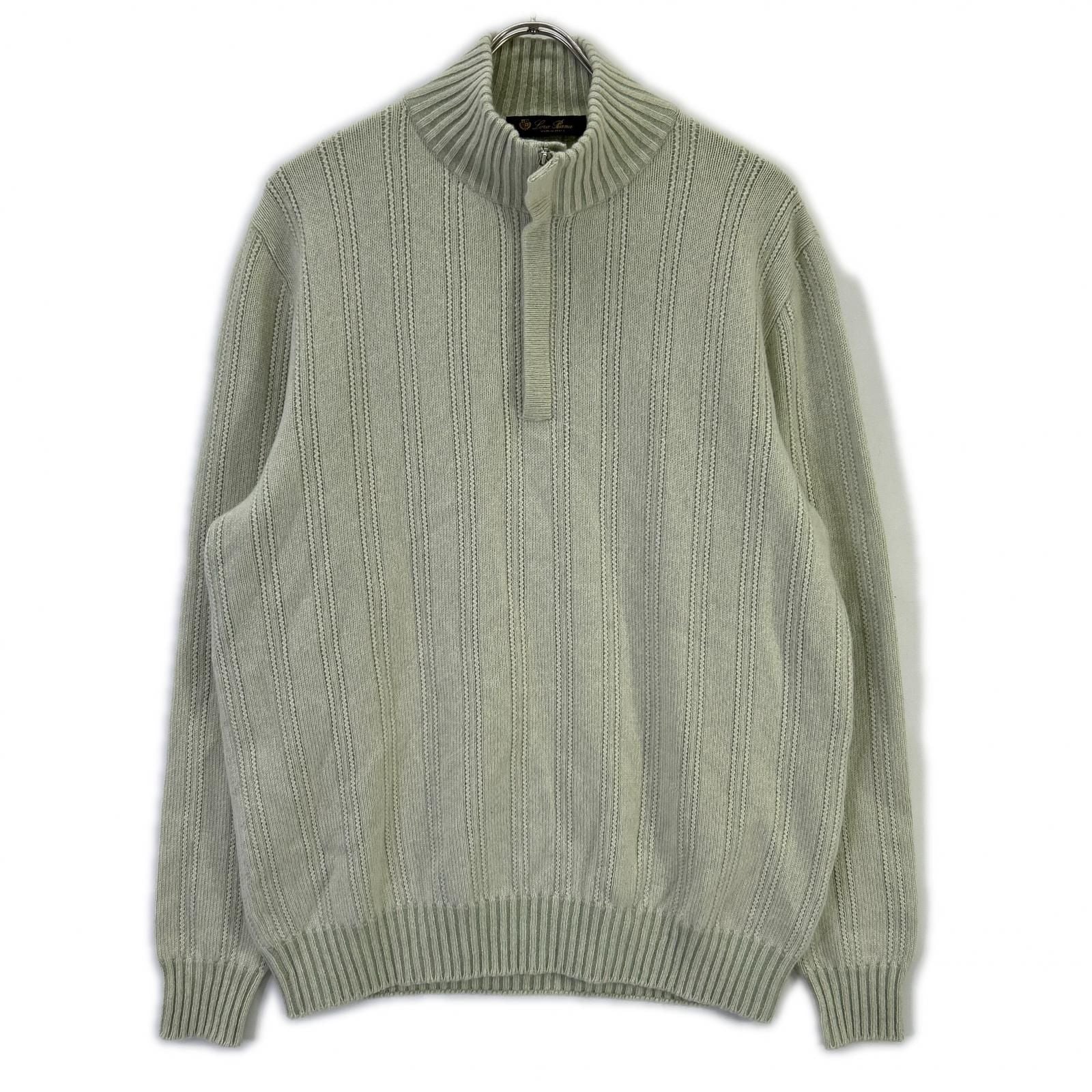 Loro Piana Light Green Cashmere 100 Half Zip High Neck Knit 52 Sweater