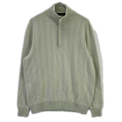 Loro Piana Light Green Cashmere 100 Half Zip High Neck Knit 52 Sweater