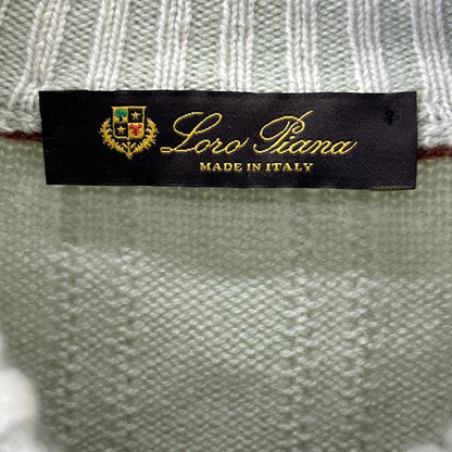 Loro Piana Light Green Cashmere 100 Half Zip High Neck Knit 52 Sweater — view 3