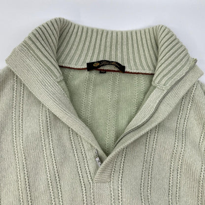 Loro Piana Light Green Cashmere 100 Half Zip High Neck Knit 52 Sweater — view 6