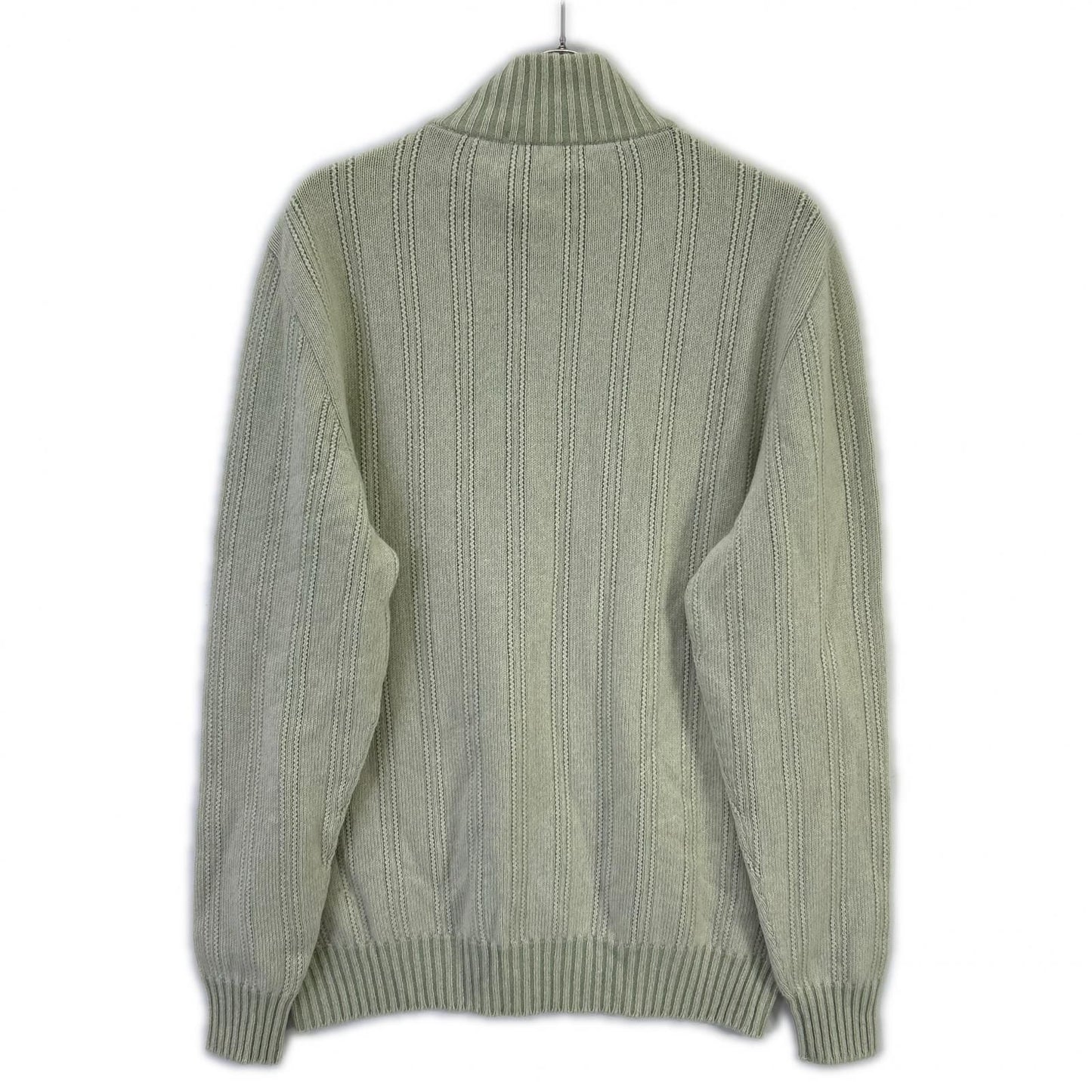 Loro Piana Light Green Cashmere 100 Half Zip High Neck Knit 52 Sweater — view 2