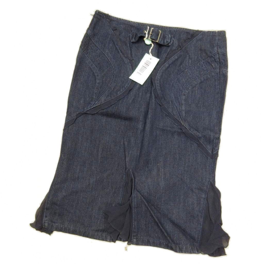Versace Jeans Couture Denim Set Silk Contrast Indigo Blue Medusa Button Top 38 — view 5