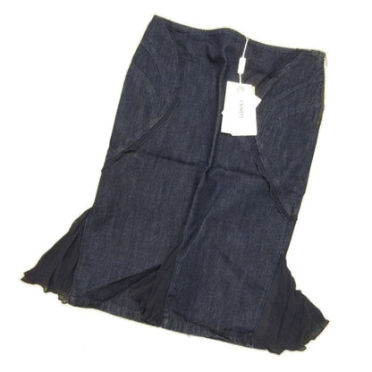 Versace Jeans Couture Denim Set Silk Contrast Indigo Blue Medusa Button Top 38 — view 4