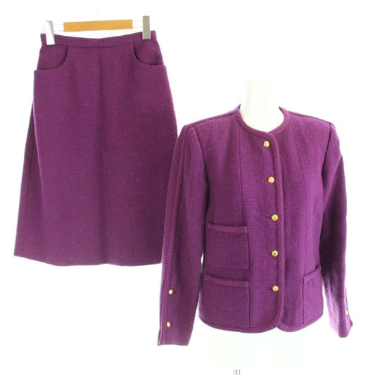 Chanel Creations Vintage Tweed Set Color Jacket Tight Skirt Knee Length Coco