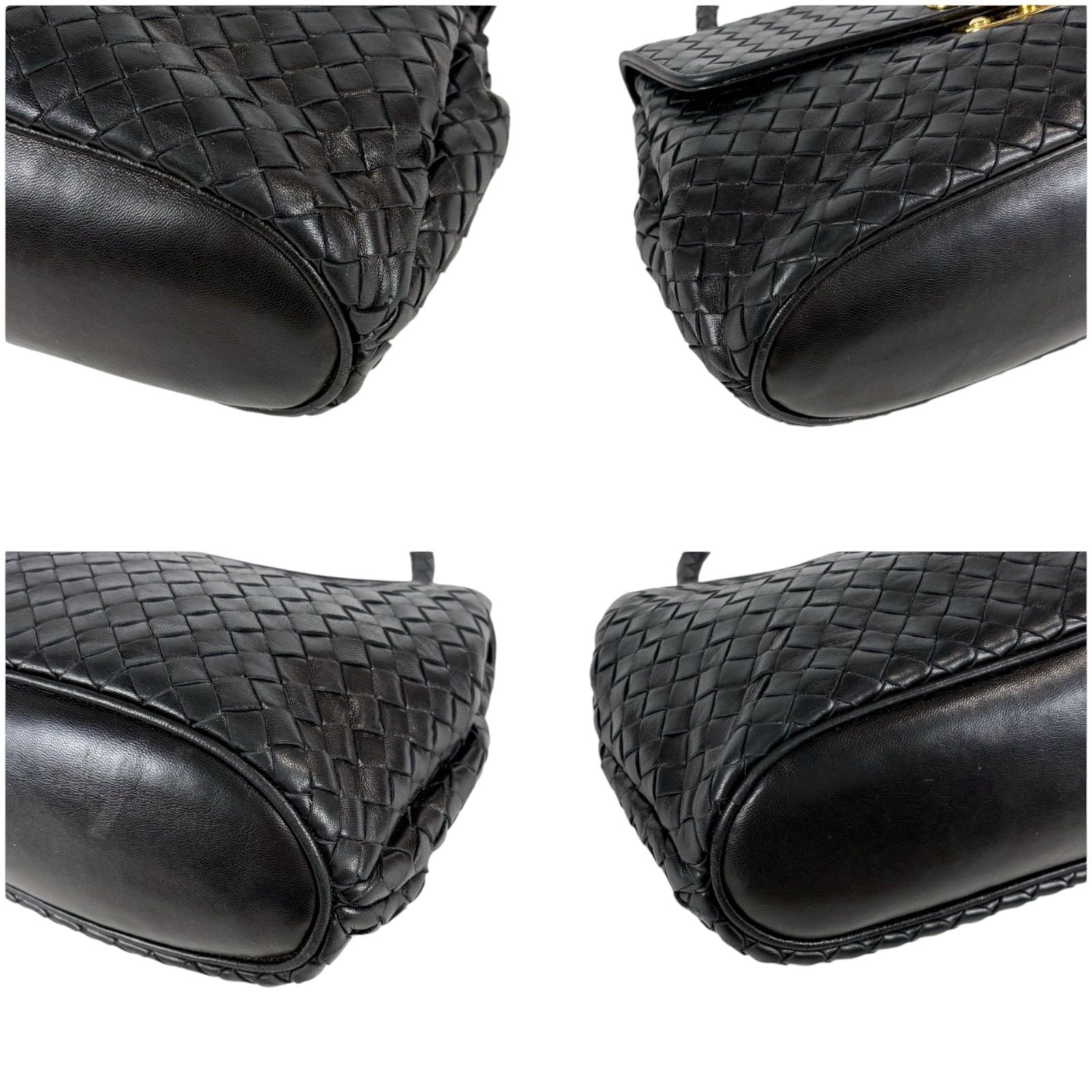 Bottega Veneta Top Handle Bag Handbag Turnlock Black Intrecciato Leather — view 5