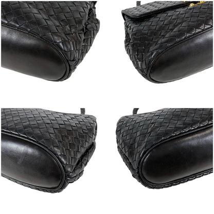 Bottega Veneta Top Handle Bag Handbag Turnlock Black Intrecciato Leather — view 5