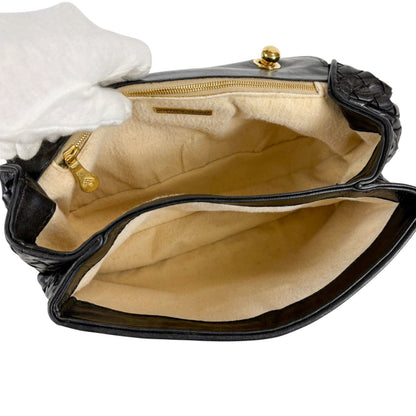 Bottega Veneta Top Handle Bag Handbag Turnlock Black Intrecciato Leather — view 7