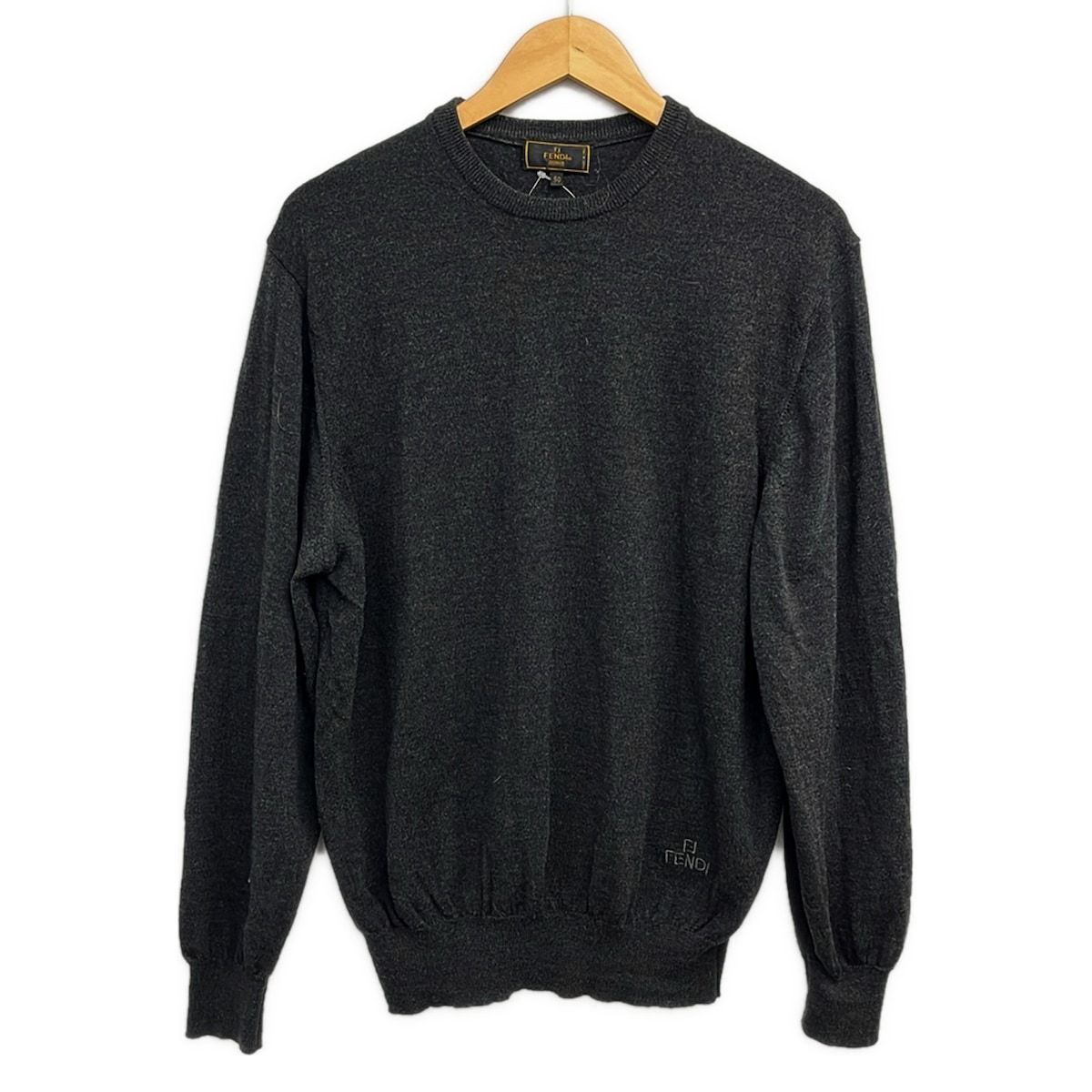 Fendi Long Sleeve Sweater 50 M Dark Gray Crew Neck Uomo