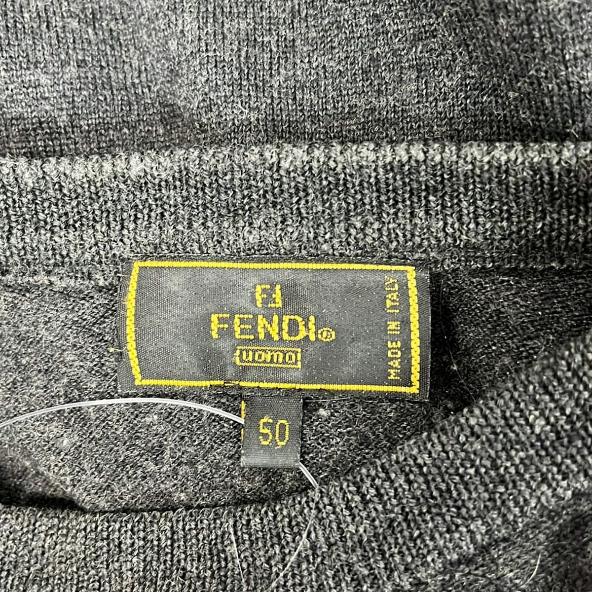 Fendi Long Sleeve Sweater 50 M Dark Gray Crew Neck Uomo — view 3