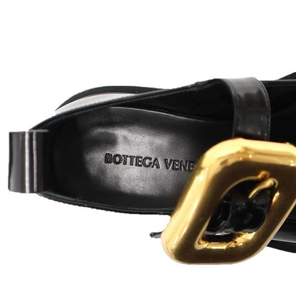 Bottega Veneta Rug Mary Jane Buckle Leather Shoes Black Gold — view 5