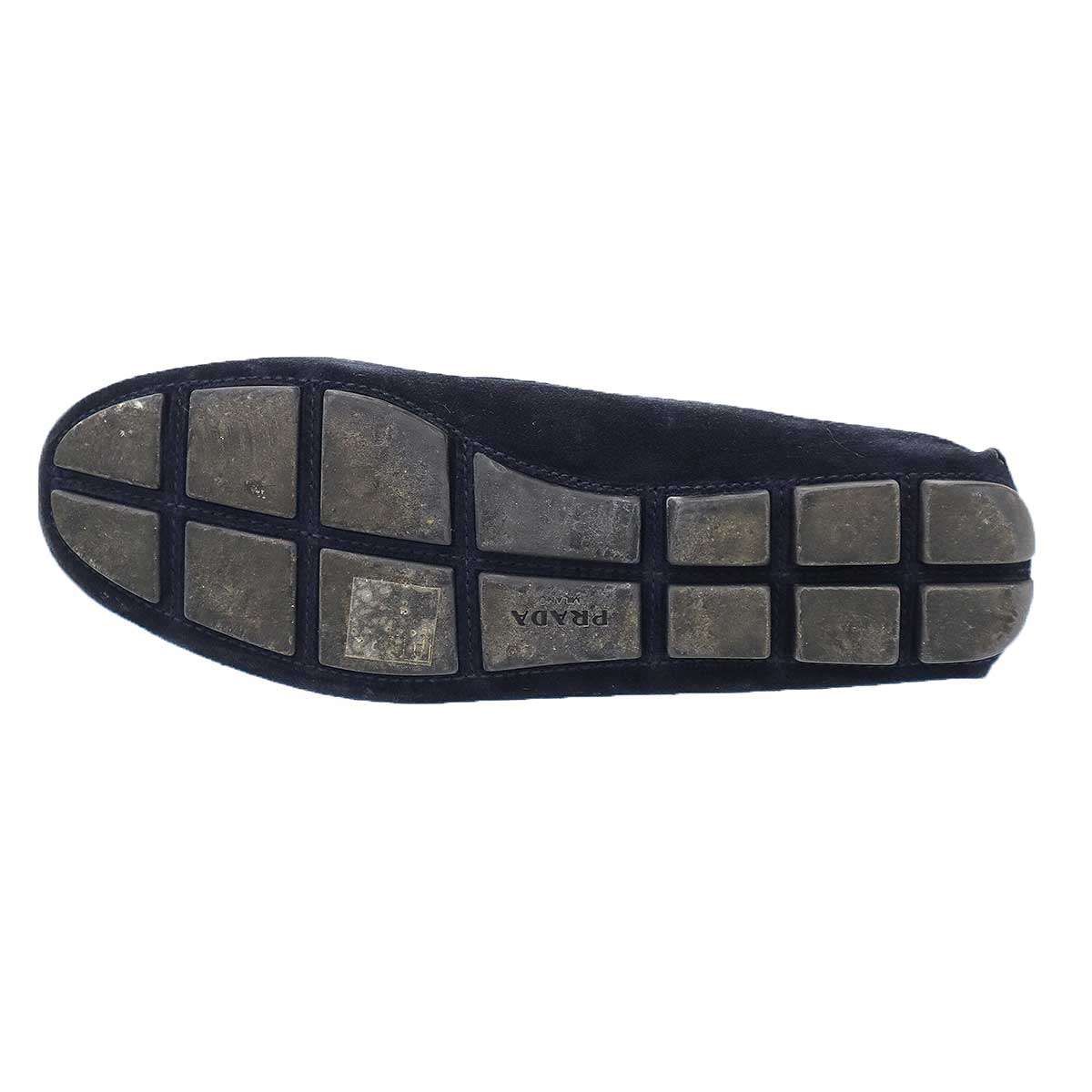 Prada Suede Leather Driving Shoes Navy — view 4