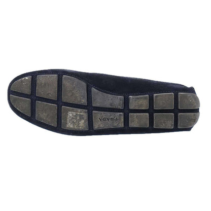 Prada Suede Leather Driving Shoes Navy — view 4